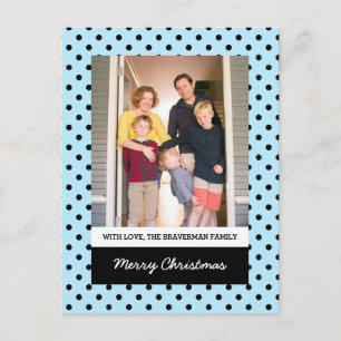 Light Blue Sweet Polka Dot Holiday Foto Postkarte