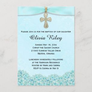 Light Blue Taufe Christening Einladung