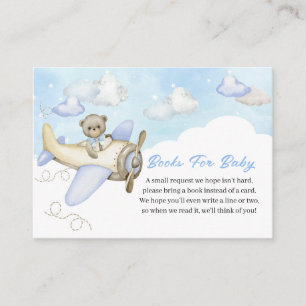 Light Blue Teddy Bear Airplane Books for Baby Begleitkarte