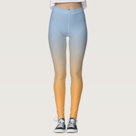 Light Blue to Orange Gradient Elegante Monogram Leggings
