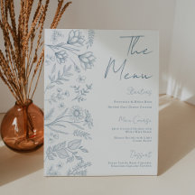 Light Blue Toile Bridal Shower Menu Sign 8x10