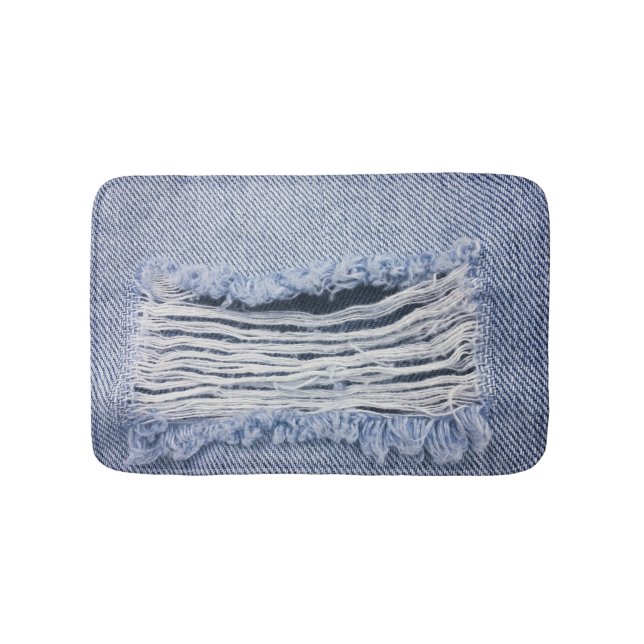 Light Blue Torn Jeans Texture Badematte (Vorderseite)