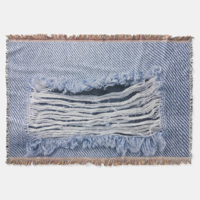 Light Blue Torn Jeans Texture Decke (Vorderseite)