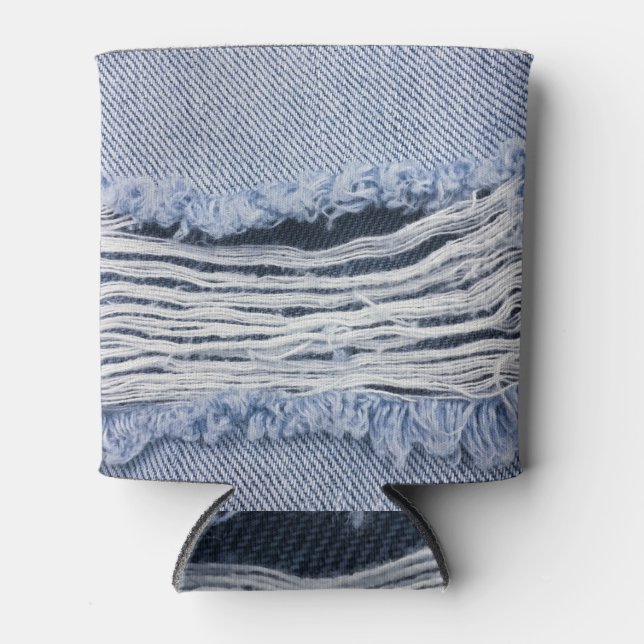 Light Blue Torn Jeans Texture Dosenkühler (Vorderseite)