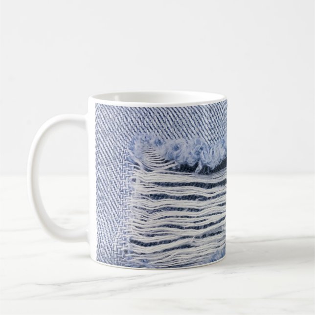 Light Blue Torn Jeans Texture Kaffeetasse (Links)