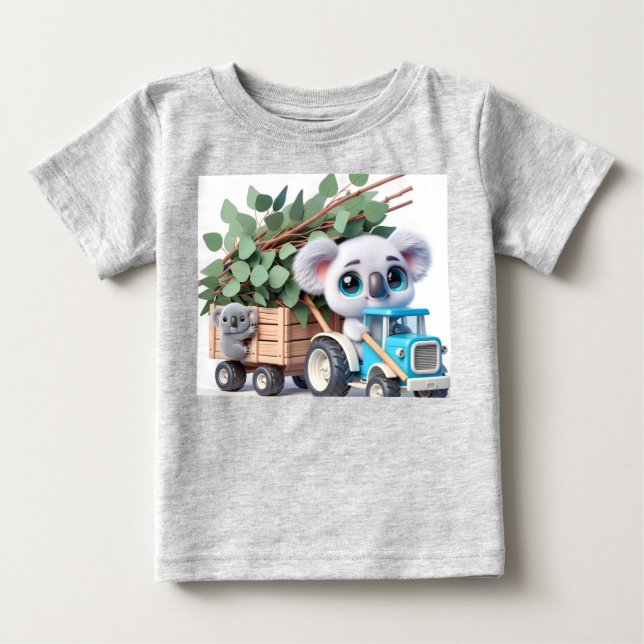 Light Blue Traktor mit Koala Baby T-shirt (Vorderseite)