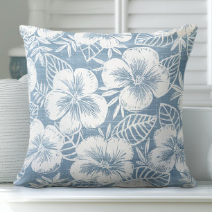 Light Blue Tropical Throw Pillow Kissen