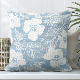 Light Blue Tropical Throw Pillow Kissen