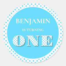 Light Blue Turning One Polka Dot