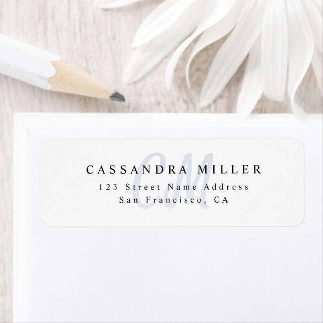 Light Blue Two Letter Monogram Name Rücksendeadres (Insitu)