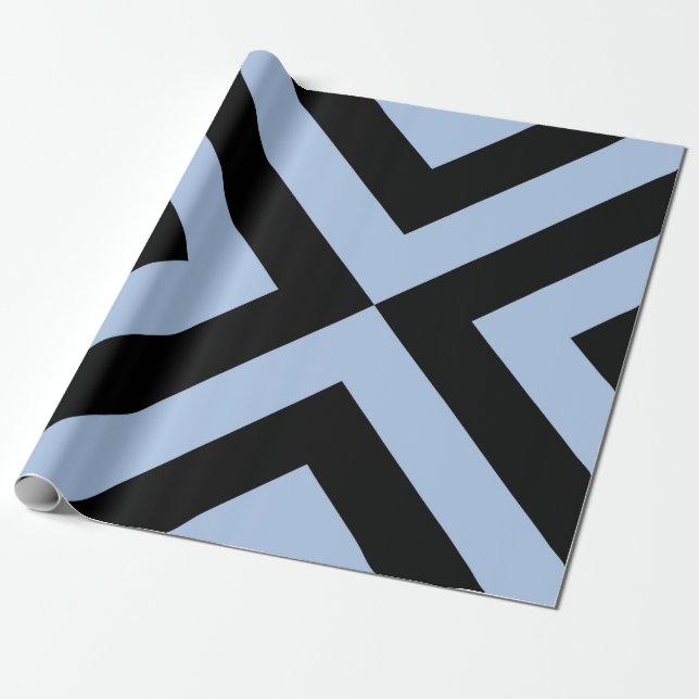 Light Blue und Black Chevrons Geschenkpapier (Ungerollt)