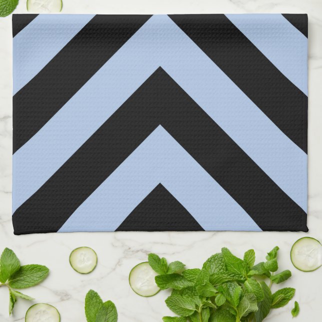 Light Blue und Black Chevrons Küchentuch (Gefaltet)