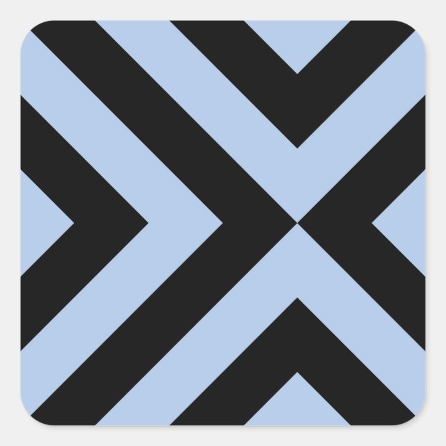 Light Blue und Black Chevrons Quadratischer Aufkleber (Vorderseite)