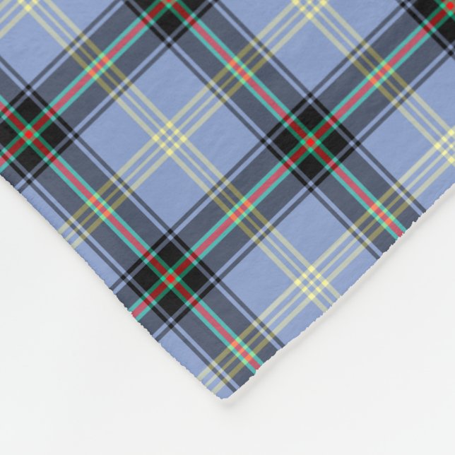 Light Blue und Black Kariert Clan Bell Tartan Fleecedecke (Ecke)
