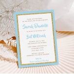 Light Blue und Gold Glitzer Rectangle Bat Mitzvah Einladung<br><div class="desc">Dieses trendige Bat Mitzvah-Angebot besticht durch funkelnden Imitat-Glitzer,  der auf einem soliden Farbhintergrund liegt. Verwenden Sie das Vorlagenformular,  um Ihre eigenen Informationen hinzuzufügen. Die Funktion "Anpassen" kann verwendet werden,  um den Stil,  die Farbe und das Layout des Schriftartes zu ändern.</div>