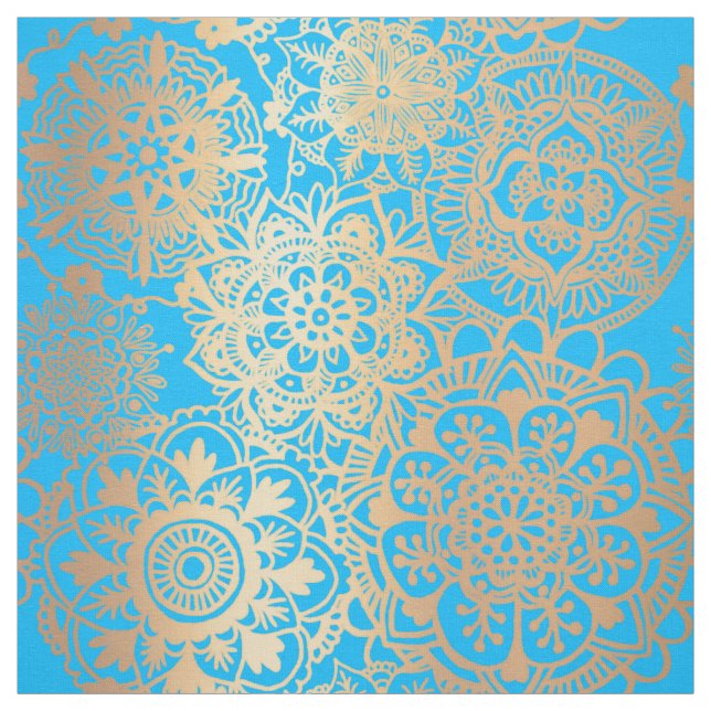 Light Blue und Gold Mandala Muster Stoff (Muster)