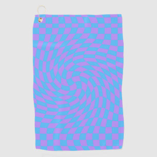 Light Blue und Lavendel Schachbrett Golfhandtuch
