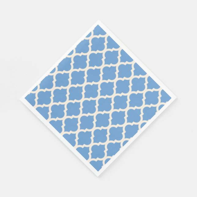 Light Blue und Off White Quatrefolie Serviette (Ecke)