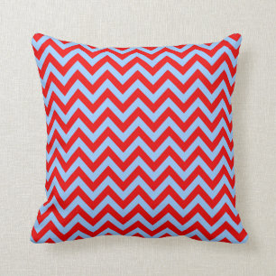 Light Blue und Red Zigzag Kissen