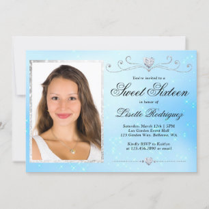 Light Blue und Silver Sweet 16 16 Geburtstag Einladung