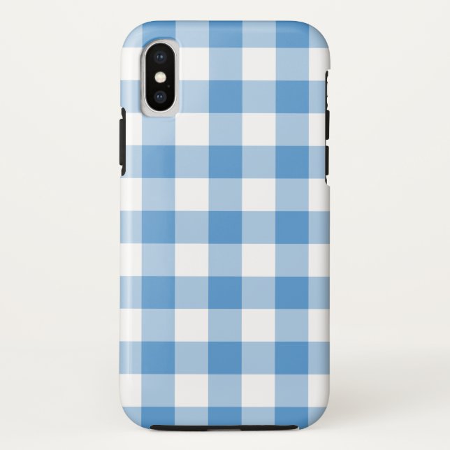 Light Blue und White Buffalo Kariert iPhone X Case (Rückseite)