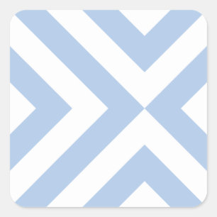 Light Blue und White Chevrons Quadratischer Aufkleber