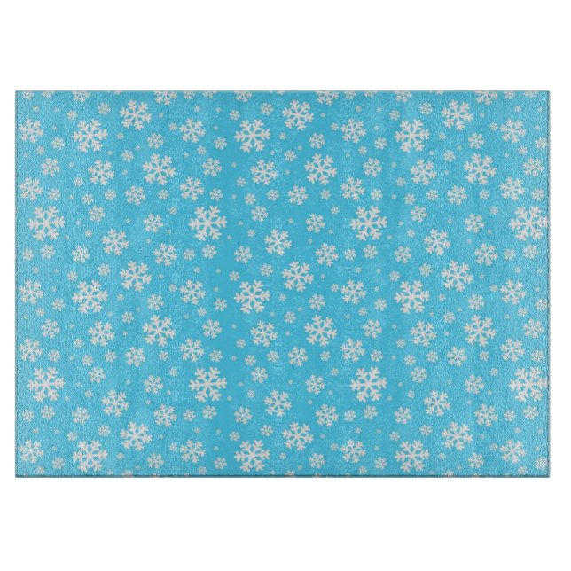 Light Blue und White Christmas Snowflakes Muster Schneidebrett (Vorderseite)