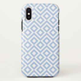 Light Blue und White Geometric Meander iPhone X Hülle