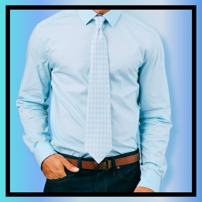Light Blue und White Gingham Karo Krawatte (Von Creator hochgeladen)