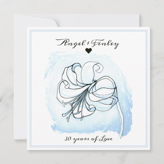 Light Blue und White Lily 30. Hochzeitstag (Vorderseite)
