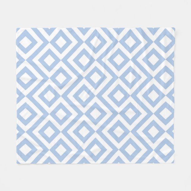 Light Blue und White Meander Fleecedecke (Vorderseite (Horizontal))