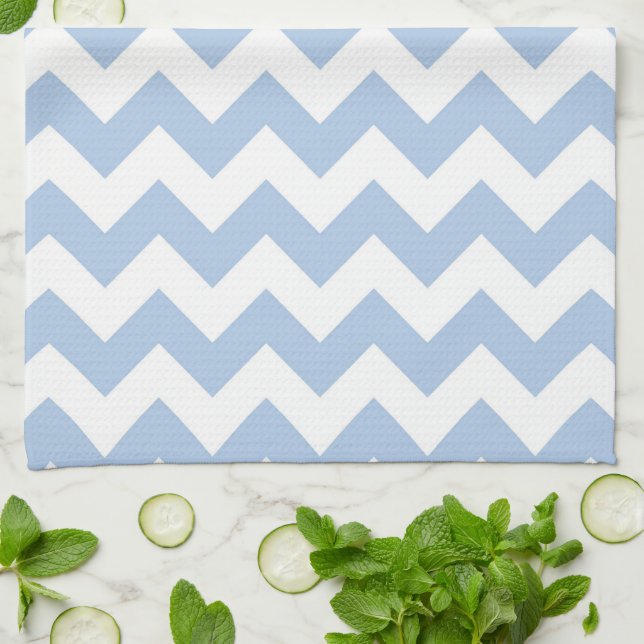 Light Blue und White Zigzag Geschirrtuch (Gefaltet)