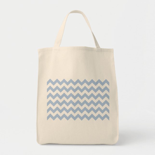Light Blue und White Zigzag Tragetasche (Vorne)
