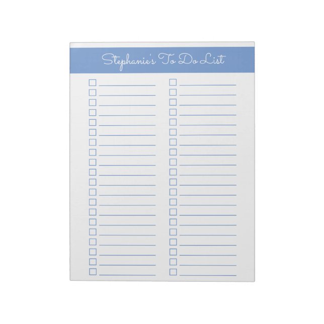 Light Blue Vertical 8.5x11 Two Column Checklist Notizblock (Rotiert)