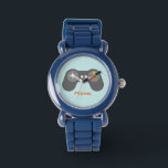 Light Blue Video Game Controller Armbanduhr<br><div class="desc">Diese lustige Uhr bietet eine coole Vektorgrafik eines Videospielectrollers und kann mit dem Namen,  dem Monogramm,  dem Initial oder jedem beliebigen Text Ihrer Wahl personalisiert werden,  um ein individuelles Geschenk zu erhalten.</div>