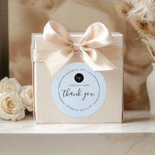 Light Blue Vielen Dank Handmade mit Liebe Runder Aufkleber