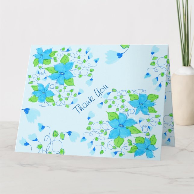 Light Blue Vielen Dank Hinweis Dankeskarte (Vorderseite)