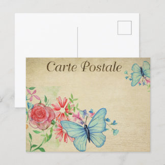 Light Blue Vintag Butterfets Postkarte