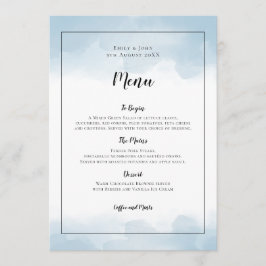 Light Blue Watercolor Black Script Wedding Menükarte