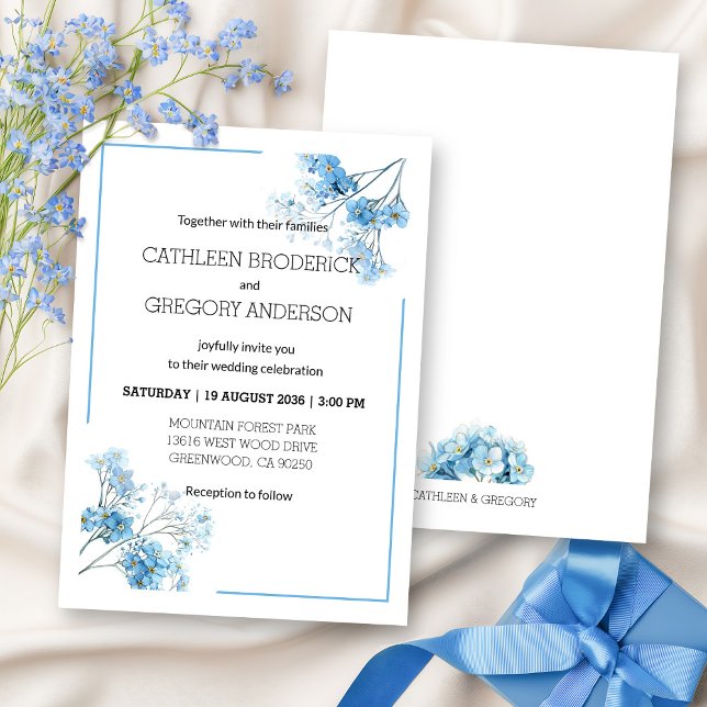 Light Blue Watercolor Botanical Floral Wedding Einladung (Von Creator hochgeladen)