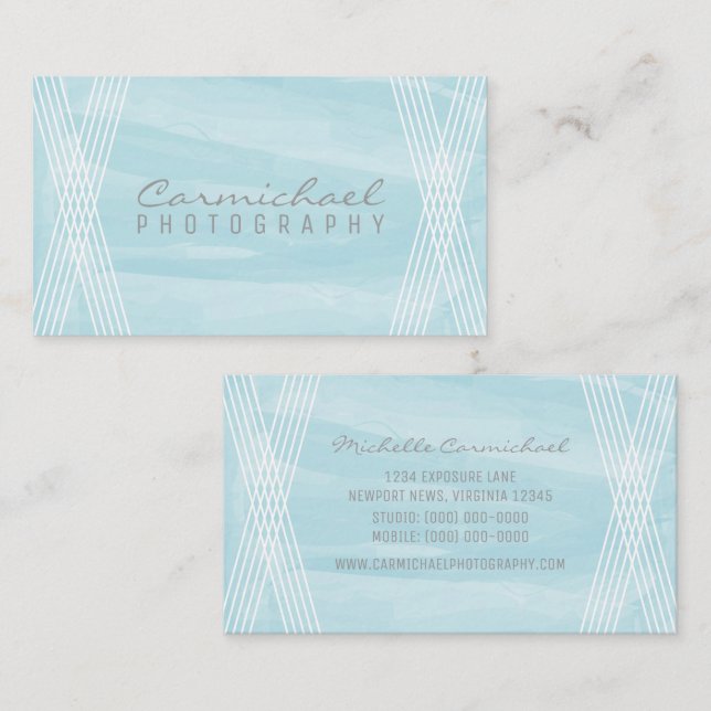 Light Blue Watercolor Deko Business Card Visitenkarte (Vorne/Hinten)
