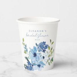 Light Blue Watercolor Floral Brautparty Custom Pappbecher