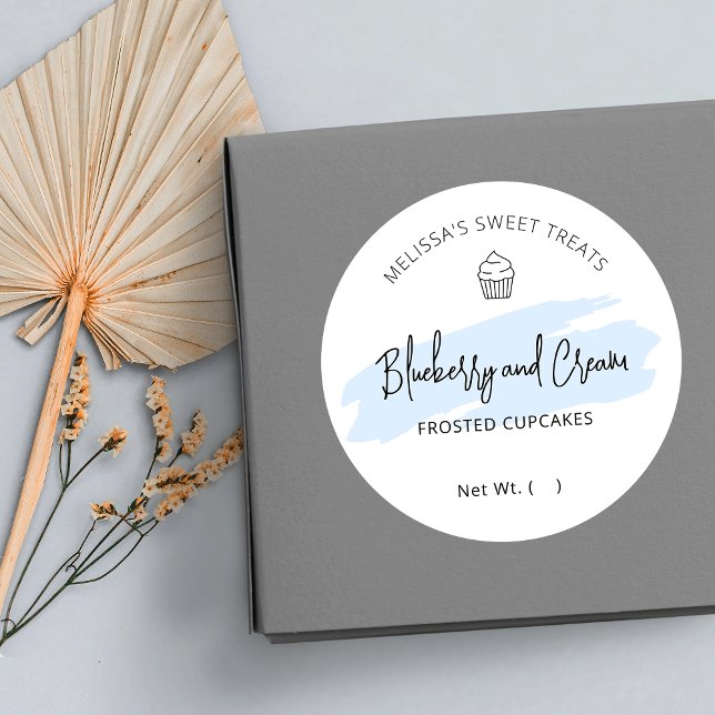 Light Blue Watercolor Lebensmittelverpackung Bäcke Runder Aufkleber (Von Creator hochgeladen)