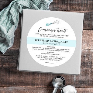 Light Blue Watercolor Logo Zuhause Bakery Hütte La Runder Aufkleber