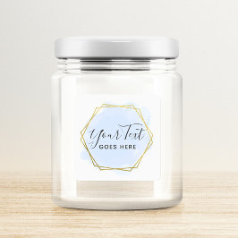 Light Blue Watercolor & Modern Gold Geometric Chic Quadratischer Aufkleber