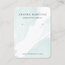 Light Blue Watercolor Orange Business Card