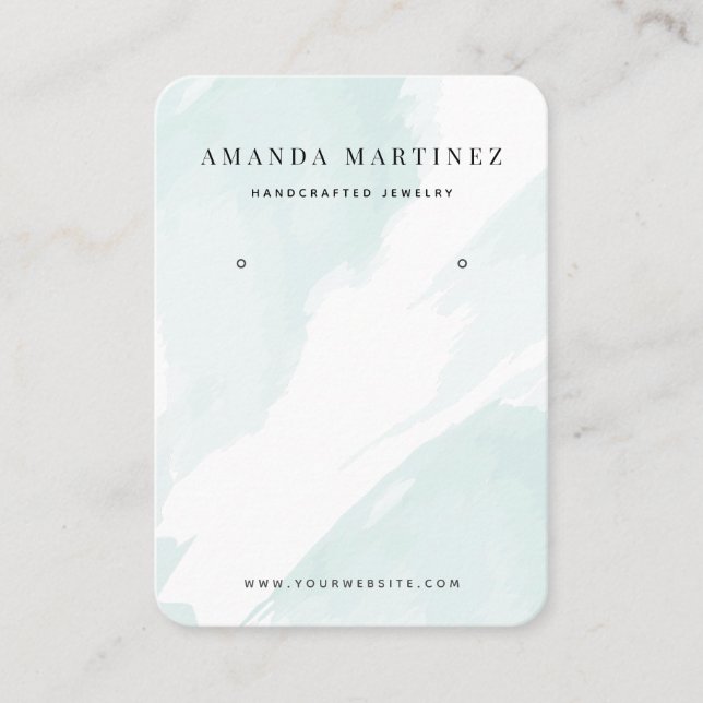 Light Blue Watercolor Orange Business Card Visitenkarte (Vorderseite)