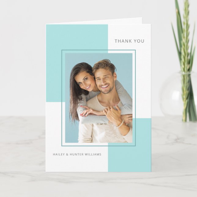 Light Blue Wedding Vielen Dank mit Foto Dankeskarte (Vorderseite)