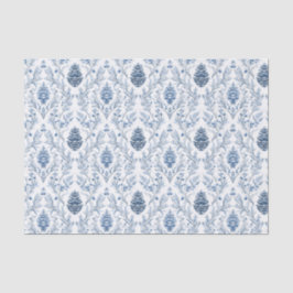 Light Blue & White Damask with Pine Cones Seidenpapier