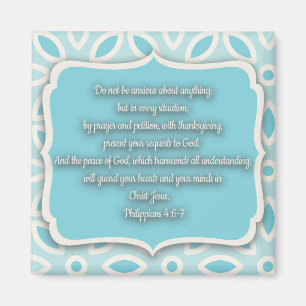 Light Blue White Floral Bible Verse Magnet